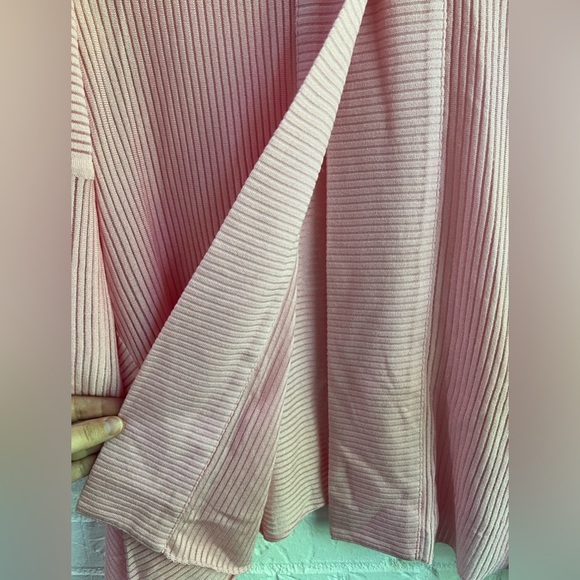 Ming Wang Pink Asymmetric Ribbed Knit Cardigan Jacket Topper Size XS Minimalist - Picture 8 of 10